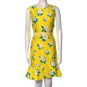 Draper James Magnolia Ruffle Dress Yellow Floral Print size 6